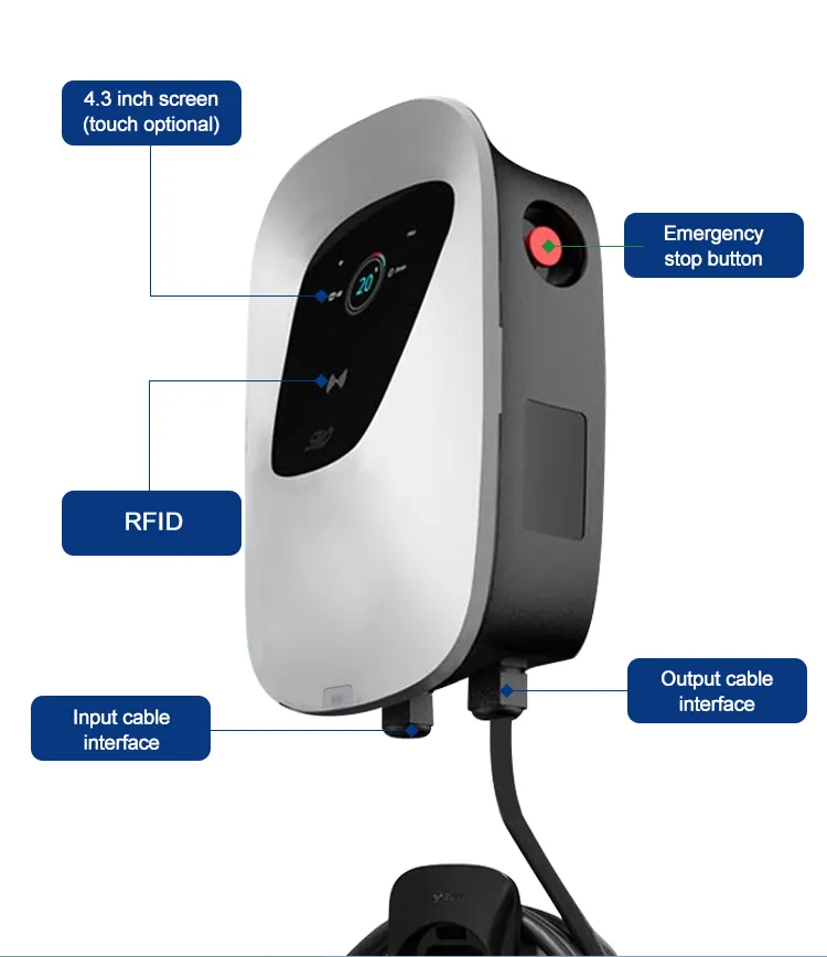 22KW Evse Smart Ev Charger 3-Phase Home Charging 32A Mode 2 Level 2 J1772 Rfid Card Electric Car Ev Charger Wallbox