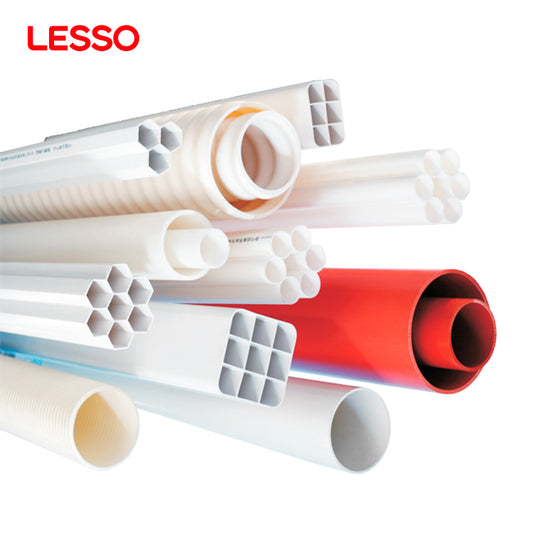 LESSO ท่อร้อยสายไฟฟ้า PVC ใต้ดิน ขนาด 110 200 มม. แบบกำหนดเอง สีขาว ท่อสี่เหลี่ยมผืนผ้า PVC-U เสริมแรง