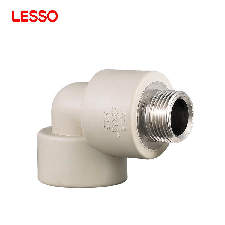 LESSO customizable heat resistant water supply accessory ppr pipe fittings 90 degree thread elbow accessories