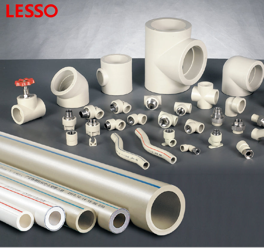 LESSO high temperature resistance water supply accessory plastic grey 110mm ppr pipe fittings white clamp