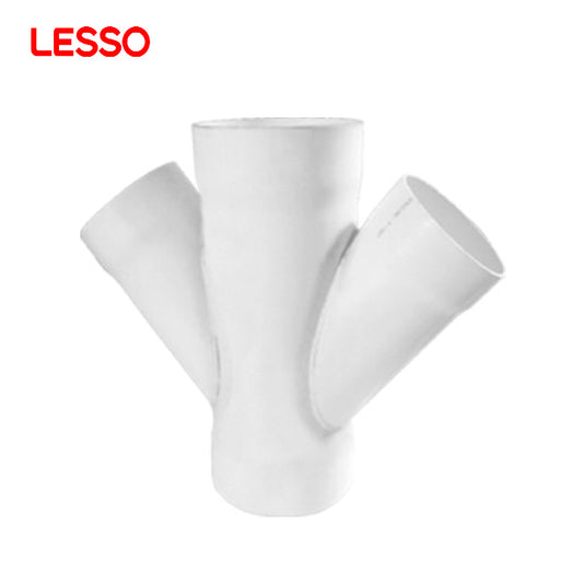 LESSO ปรับแต่งได้ ทนต่อสารพิษ พลาสติกสีขาว ลดขนาด 1 นิ้ว 250 มม. ข้อต่อท่อ PVC-U แบบ Wye