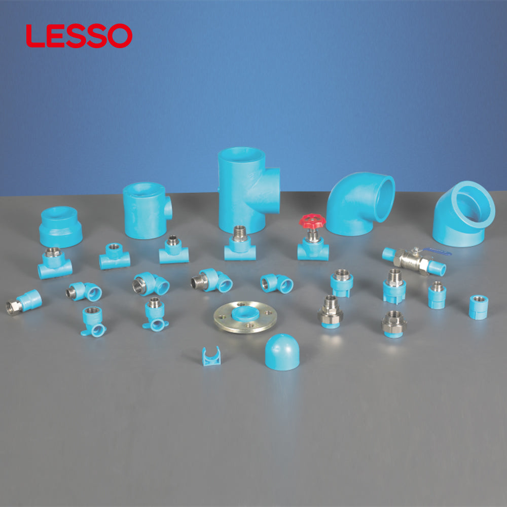 LESSO blue stub flange pipe clamp union pe pipe fitting 90 degree elbow cross rubber gasket