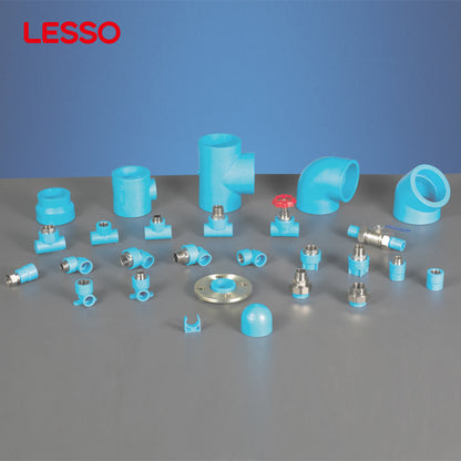 LESSO blue stub flange pipe clamp union pe pipe fitting 90 degree elbow cross rubber gasket