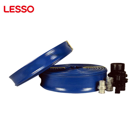 LESSO agricultural irrigation 20 50m 3.5 4 bar top quality pvc blue lay flat water pump discharge water hose