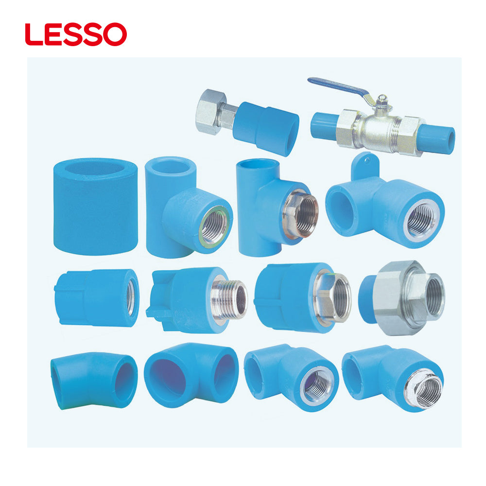 LESSO blue stub flange pipe clamp union pe pipe fitting 90 degree elbow cross rubber gasket