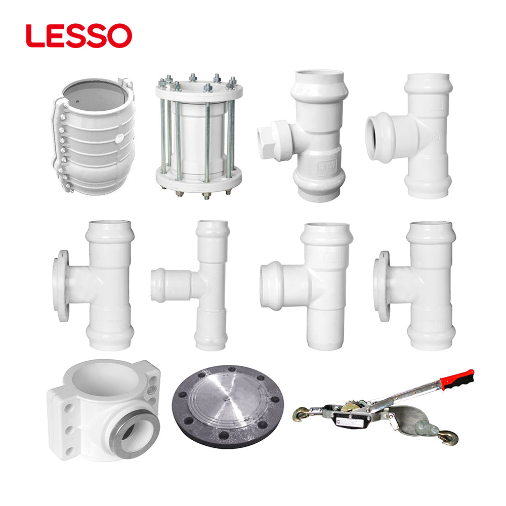 LESSO steel gasket fitting coupling cross hot-tap saddle water reducing tee white