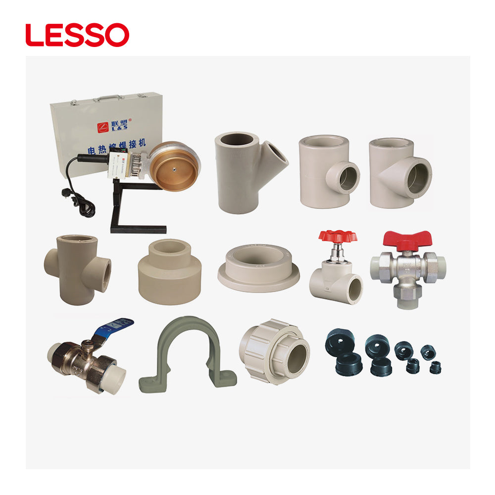 LESSO foshan customizable easy installation plastics 25 32 40 50mm grey white ppr pipes fittings flexible joint