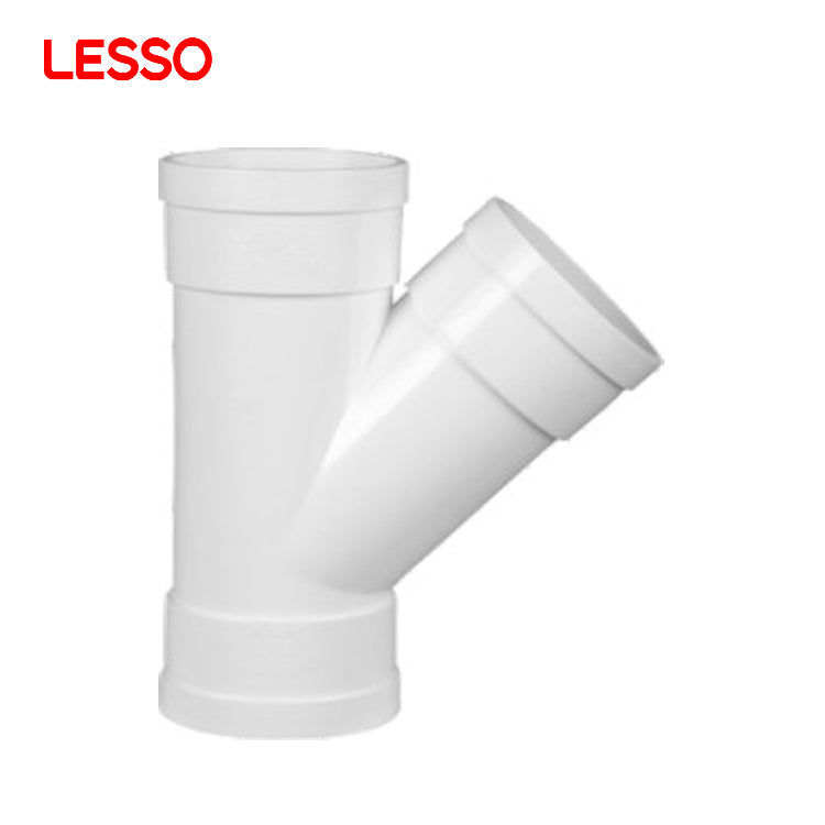 LESSO customizable non-toxic plastic white reducing double 1 inch 250mm wye pvc-u pipe connection fittings