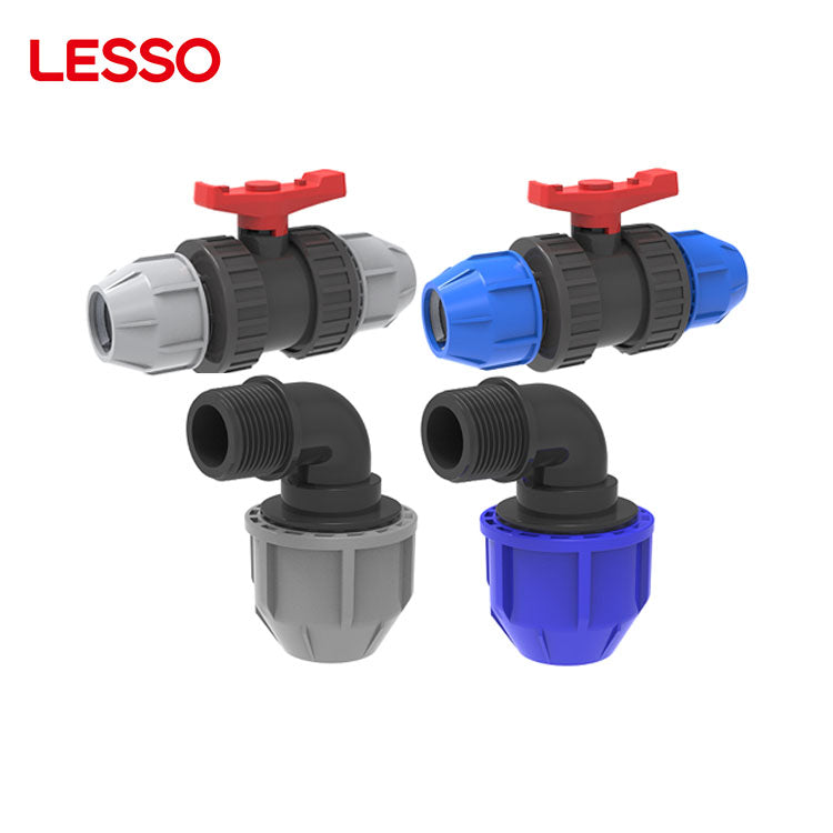 LESSO high quality non-toxic irrigation farming gardening hose tube water pipe pp compression type fitting