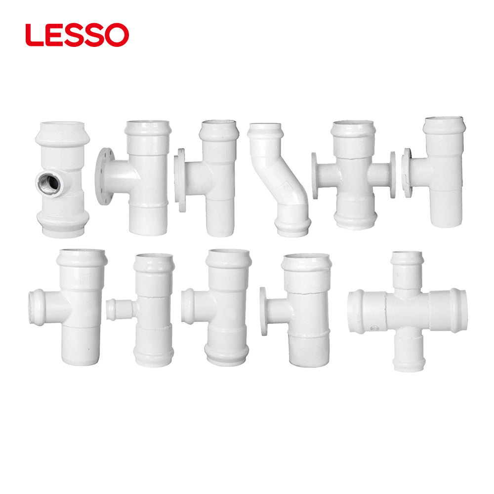 LESSO steel gasket fitting coupling cross hot-tap saddle water reducing tee white