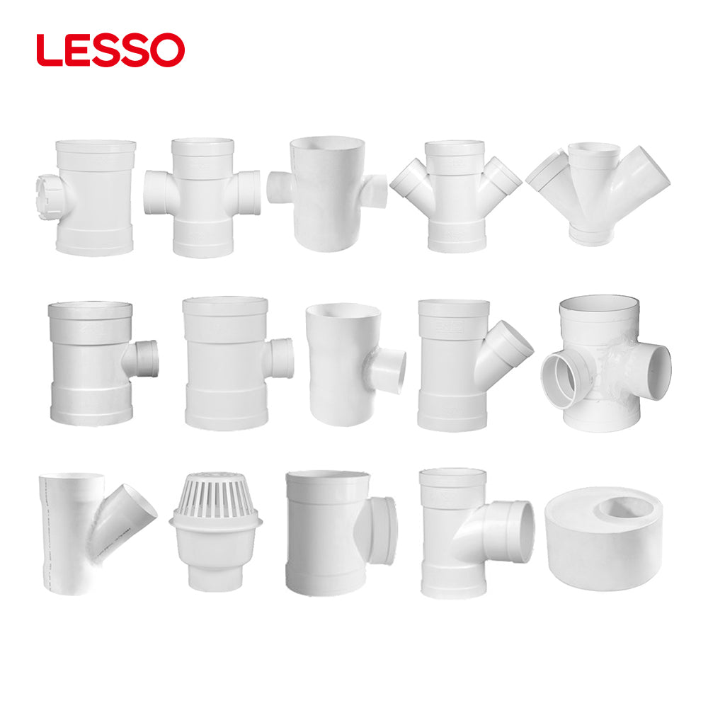 LESSO customizable non-toxic plastic white reducing double 1 inch 250mm wye pvc-u pipe connection fittings