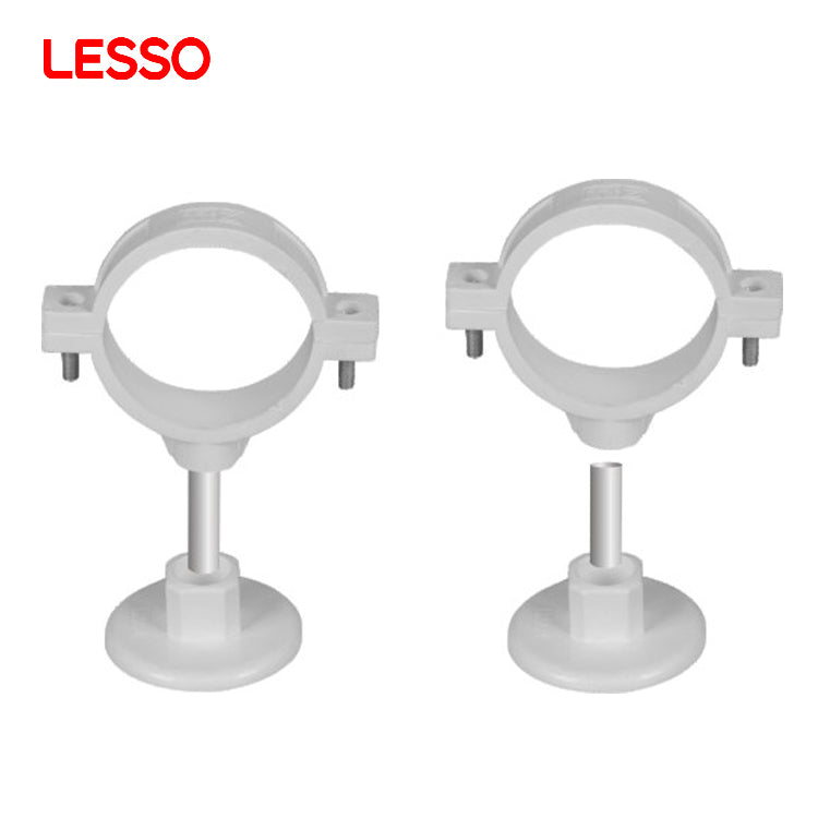 LESSO ประสิทธิภาพการก่อสร้างที่ดี การติดตั้งง่าย สแตนเลส 50 75 110 125mm pvc-u อุปกรณ์พลาสติก ข้อต่อท่อพลาสติก คลิป