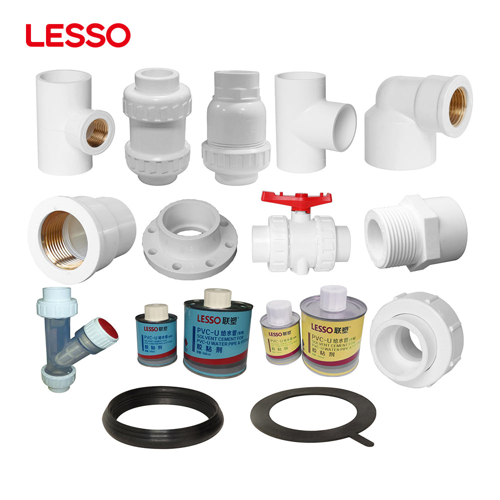 Lesso 45 ข้อพับ PVC 90 องศา ข้อต่อเกลียวชายหญิง ข้อต่อทำความสะอาด นิปเปิล ที คัปปลิ้ง อะแดปเตอร์ ข้อต่อท่อน้ำ PVC