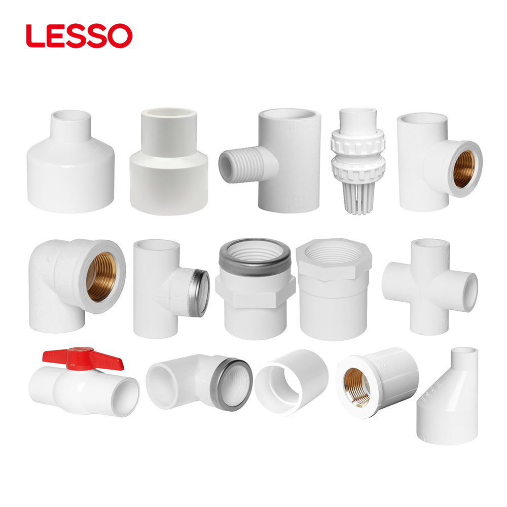 LESSO Wholesale sewage treatment long service life pvc pipe 4 inch and pvc fittings valves cross tee