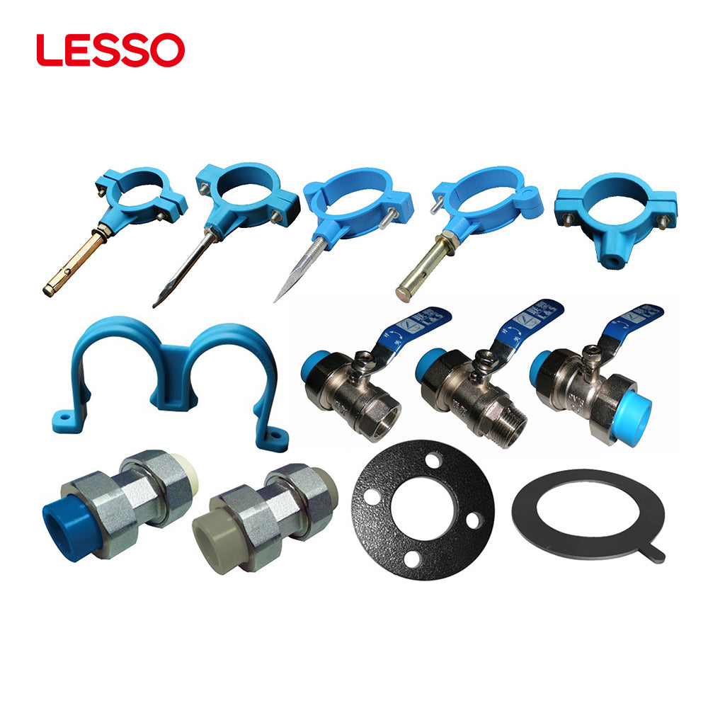 LESSO blue stub flange pipe clamp union pe pipe fitting 90 degree elbow cross rubber gasket