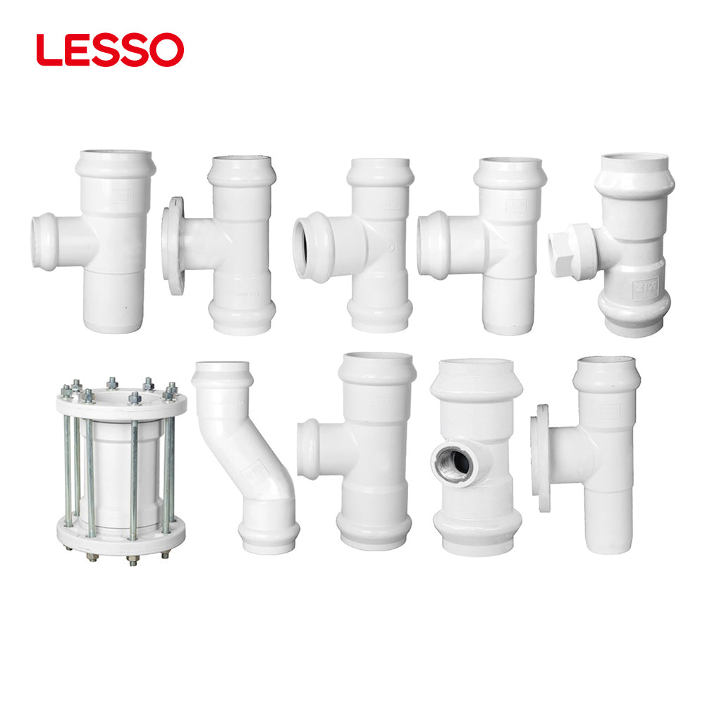 LESSO steel gasket fitting coupling cross hot-tap saddle water reducing tee white