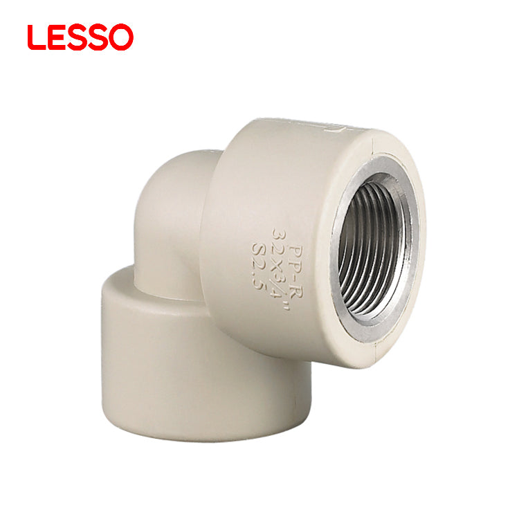 LESSO customizable heat resistant water supply accessory ppr pipe fittings 90 degree thread elbow accessories