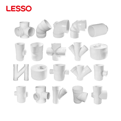 LESSO customizable non-toxic plastic white reducing double 1 inch 250mm wye pvc-u pipe connection fittings