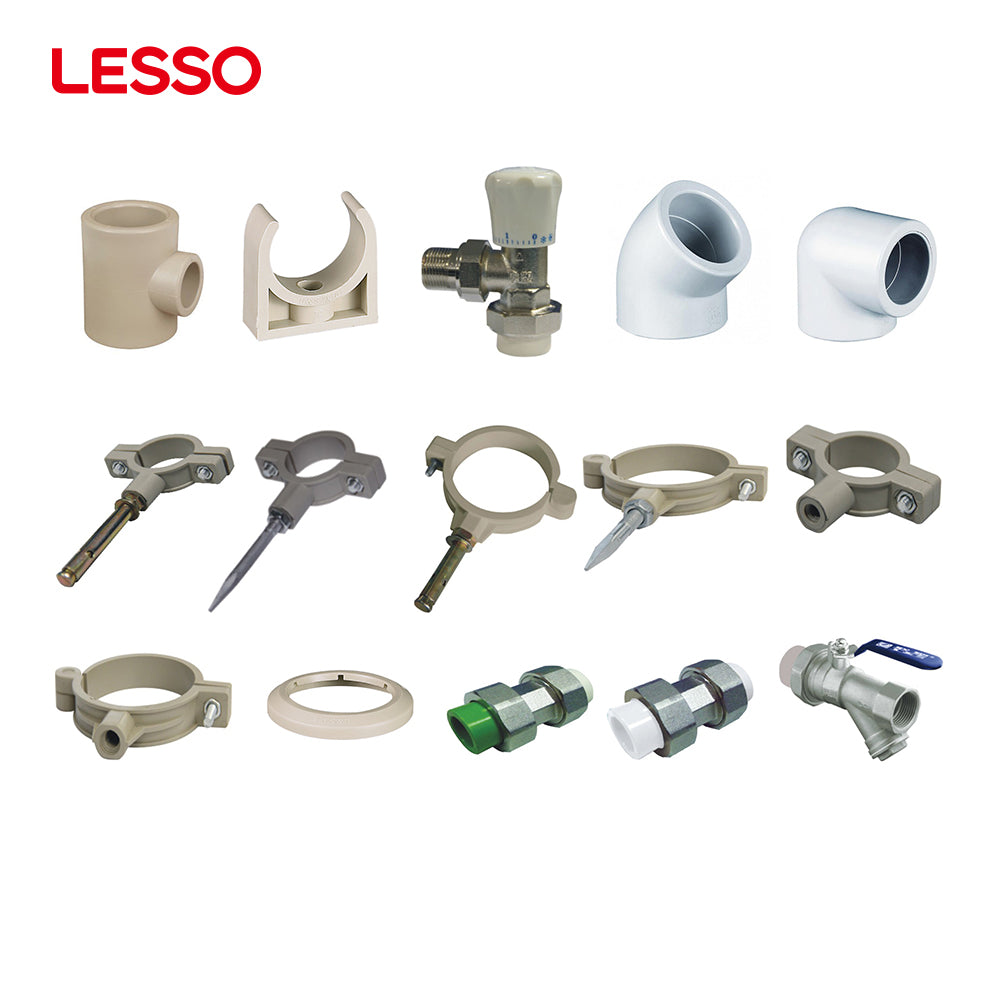 LESSO foshan customizable easy installation plastics 25 32 40 50mm grey white ppr pipes fittings flexible joint