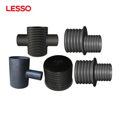 LESSO durable black industrial waste discharge tube 500 800mm hdpe double wall corrugated pipe price list