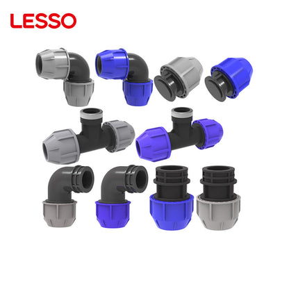 LESSO commercial plug adapter socket tee coupling elbow pp compression water pipe fittings for irrigation supply