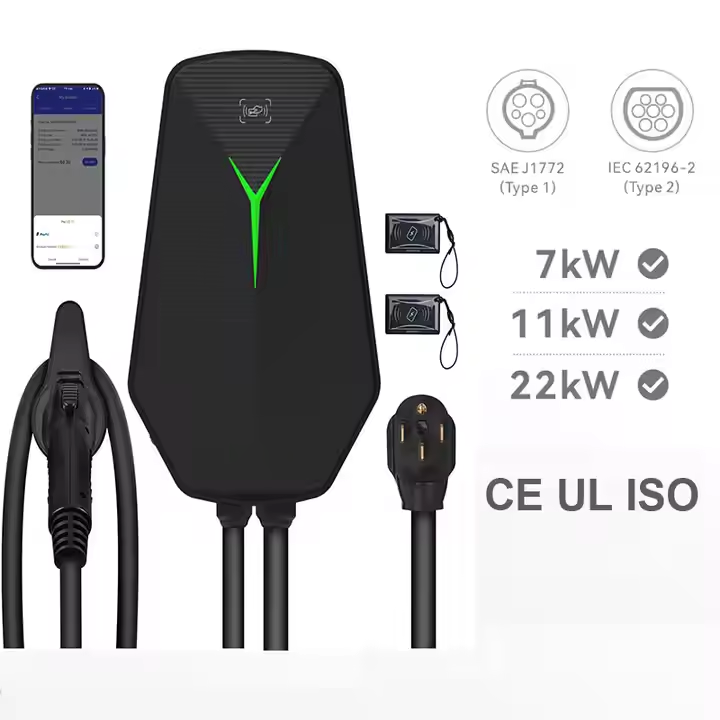 7KW AC Type2 Level2 Smart EV Wallbox Charger for Electric Car